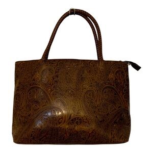 Relic Leather Paisley Embossed Tote Bag